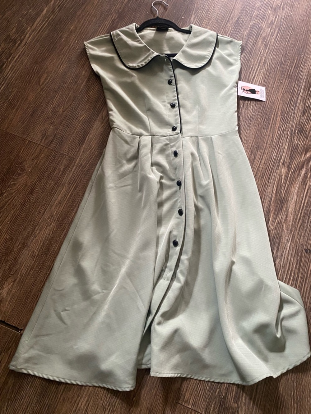 Rare Sage Green Midi Dress with Contrast Piping